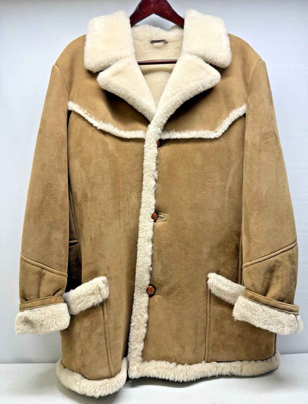 Vintage 70s ARDNEY Shearling Sheepskin Rancher Chore Jacket Coat Mens